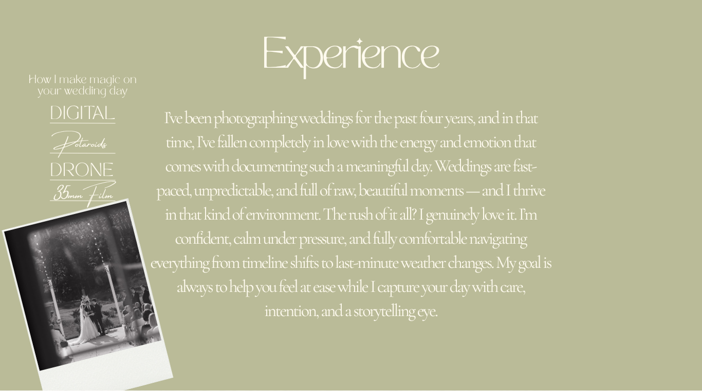 Wedding photography experience