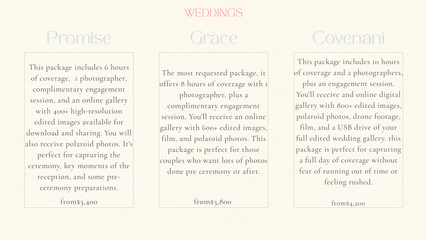 Wedding photography packages